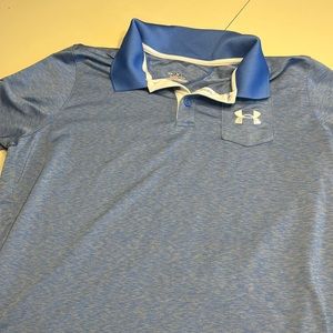 Boys Under Amour Polo size Youth XL with working buttons, collar, pocket, Blue